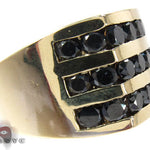 Yellow Gold Round Cut Channel 3 Row Black Diamond Ring 24764 - Image 5