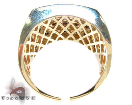 Yellow Gold Round Cut Channel 3 Row Black Diamond Ring 24764 - Image 6