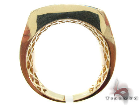 Yellow Gold Round Cut Channel 3 Row Black Diamond Ring 24764 - Image 7