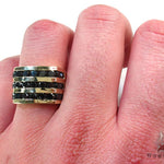 Yellow Gold Round Cut Channel 3 Row Black Diamond Ring 24764 - Image 8