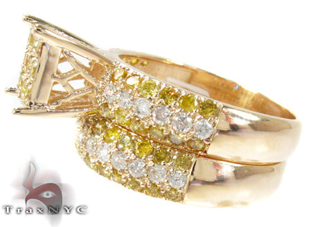 Yellow Gold Round Cut Prong Diamond Ring Set 24825 - Image 6