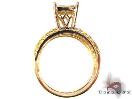 Yellow Gold Round Cut Prong Diamond Ring Set 24825 - Image 8