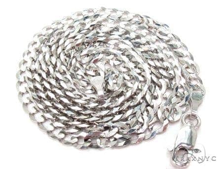 Mens 14k Solid White Gold Curb Chain 20 Inches 3mm   47190 - Image 5