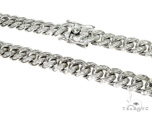 14K White Gold Miami Cuban Link Diamond Chain 66224 - Image 2