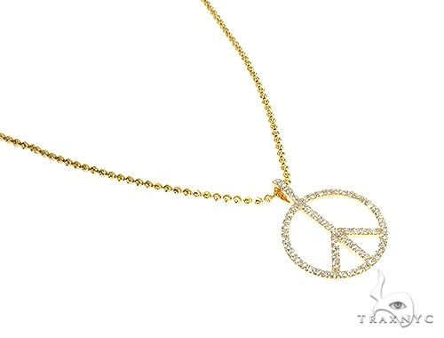 14k Gold Peace and Love Small Pendant Set 66337 - Image 2