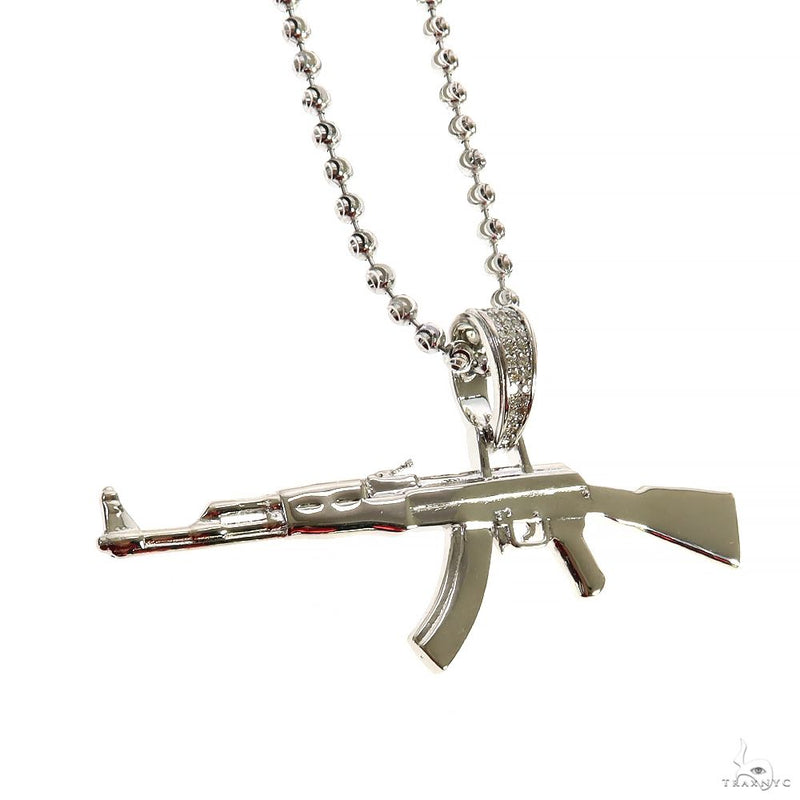 .925 Silver Ak 47 Pendant Moon Cut Chain Set  70058 - Image 2