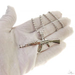 .925 Silver Ak 47 Pendant Moon Cut Chain Set  70058 - Image 8