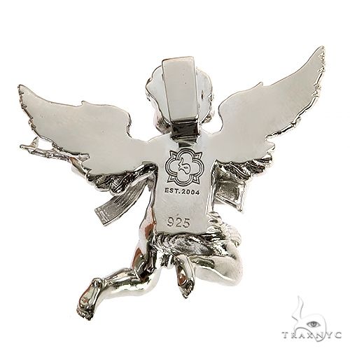 .925 Silver Baby Angel With Ak Gun Pendant 69797 - Image 4
