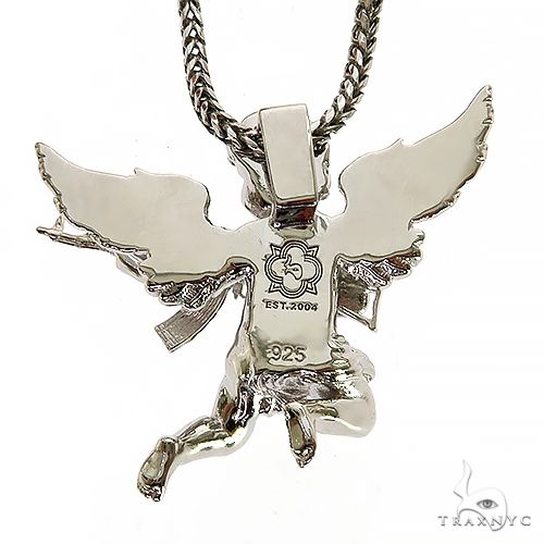 .925 Silver Baby Angel With Ak Gun Pendant Set 69799 - Image 4