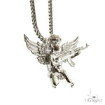 .925 Silver Baby Angel With Ak Gun Pendant Set 69800 - Image 2