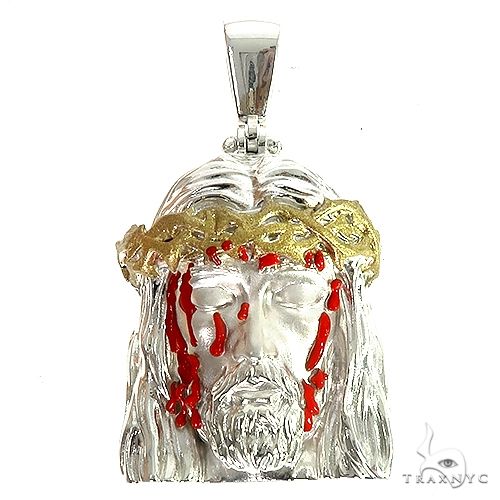 .925 Silver Blood Dripping Jesus Face Pendant 66483 - Image 1