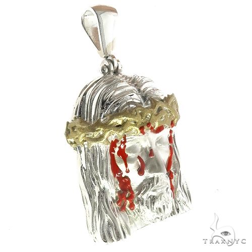 .925 Silver Blood Dripping Jesus Face Pendant 66483 - Image 2