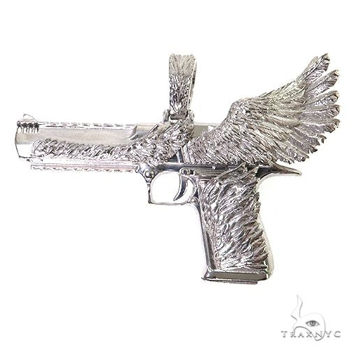 .925 Silver Desert Eagle Gun Pendant Large 69153 - Image 1