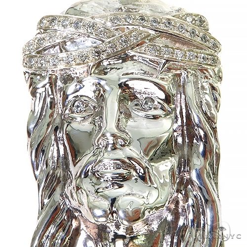 .925 Silver Diamond Big Jesus Pendant 67433 - Image 3