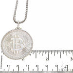 .925 Silver Diamond Bitcoin Pendant With Franco Chain Set 67421 - Image 4