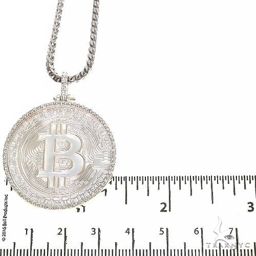 .925 Silver Diamond Bitcoin Pendant With Franco Chain Set 67421 - Image 4