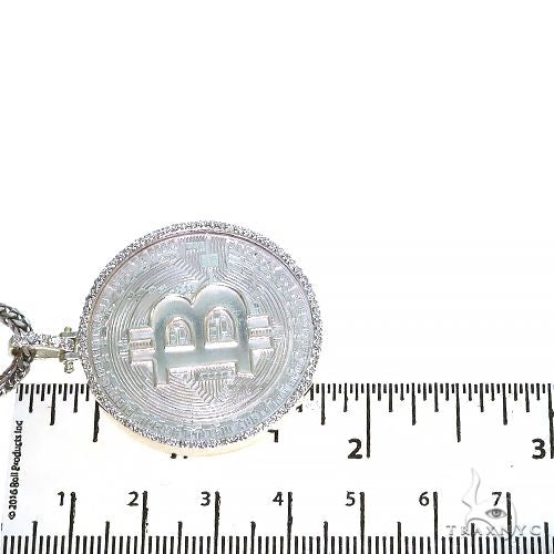 .925 Silver Diamond Bitcoin Pendant With Franco Chain Set 67421 - Image 5
