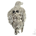 .925 Silver Diamond Crow Skull Face Pendant 66459 - Image 1