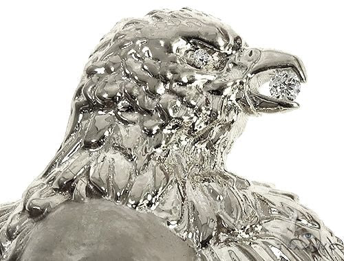 .925 Silver Diamond Crow Skull Face Pendant 66459 - Image 5