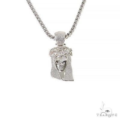 .925 Silver Diamond Jesus Pendant With Franco Set 67423 - Image 1