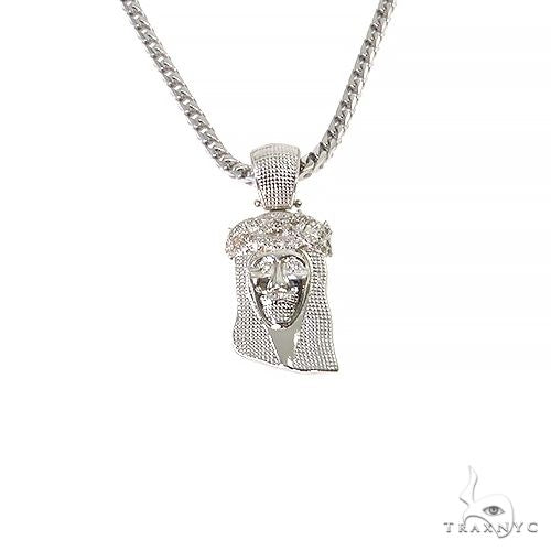 .925 Silver Diamond Jesus Pendant With Franco Set 67423 - Image 1