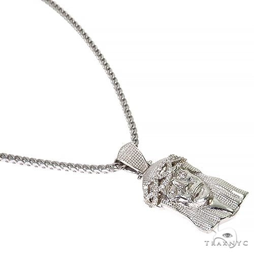 .925 Silver Diamond Jesus Pendant With Franco Chain Set 67424 - Image 2