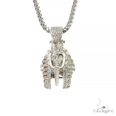 .925 Silver Diamond King Tut Pendant Set With Franco Chain 67422 - Image 1