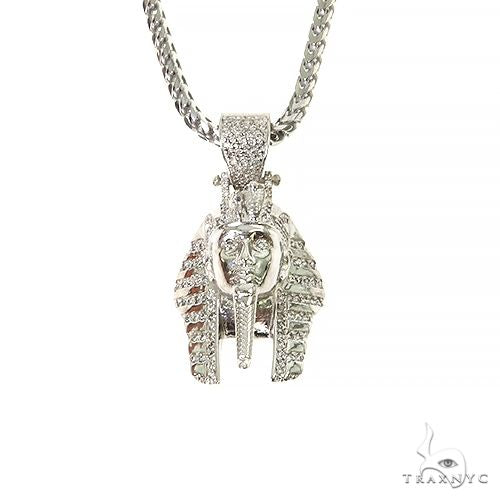 .925 Silver Diamond King Tut Pendant Set With Franco Chain 67422 - Image 1