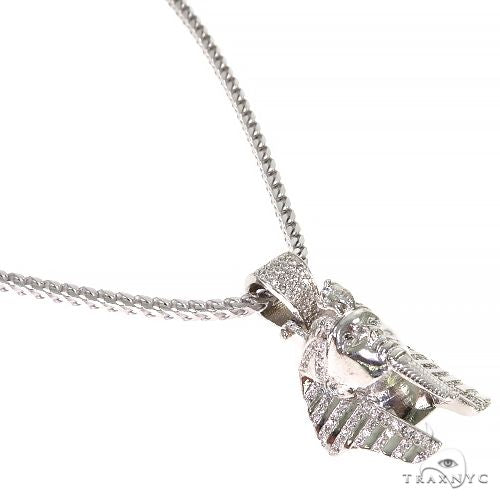 .925 Silver Diamond King Tut Pendant Set With Franco Chain 67422 - Image 2