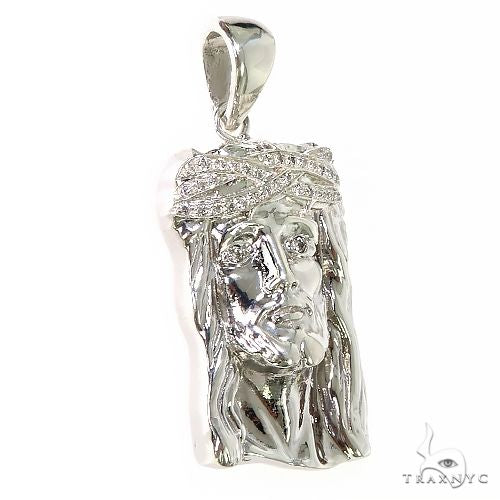 .925 Silver Diamond Small Jesus Pendant 67434 - Image 2