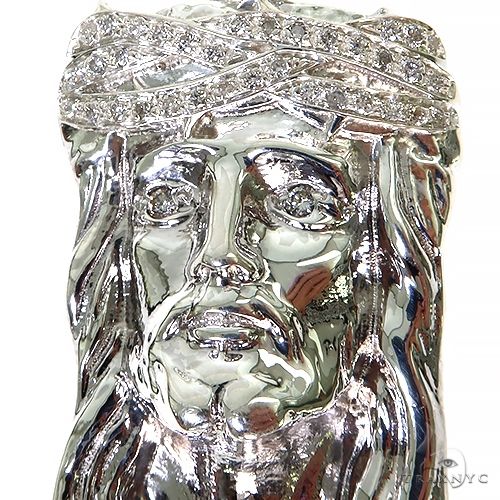 .925 Silver Diamond Small Jesus Pendant 67434 - Image 3