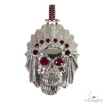 .925 Silver Indian Skull Ruby Pendant 67722 - Image 1
