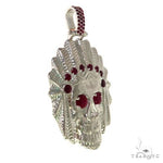 .925 Silver Indian Skull Ruby Pendant 67722 - Image 2