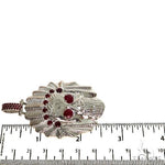 .925 Silver Indian Skull Ruby Pendant 67722 - Image 6