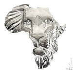 .925 Silver Medium African Lion Face Pendant 66467 66468 - Image 1