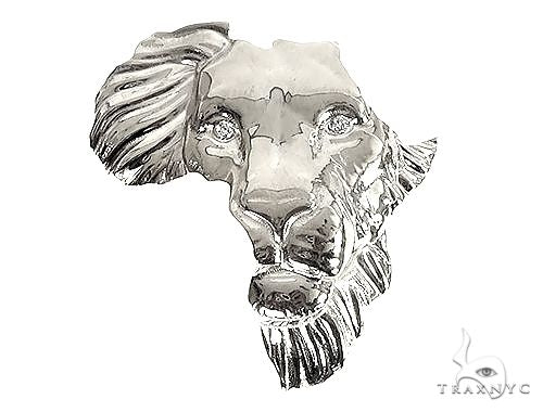 .925 Silver Medium African Lion Face Pendant 66467 66468 - Image 1