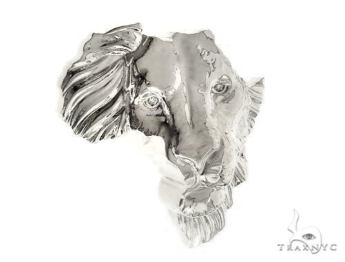.925 Silver Medium African Lion Face Pendant 66467 66468 - Image 2