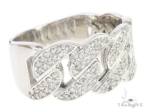 .925 Silver Miami Cuban Link Diamond Ring 67428 - Image 1