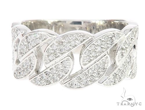 .925 Silver Miami Cuban Link Diamond Ring 67428 - Image 2