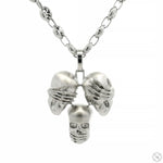 .925 Silver No Talk No Hear No See Skull Pendant Set 70852 - Image 1