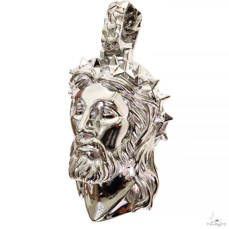 .925 Silver Spikes Crown Jesus Head Pendant Set 69128 - Image 3