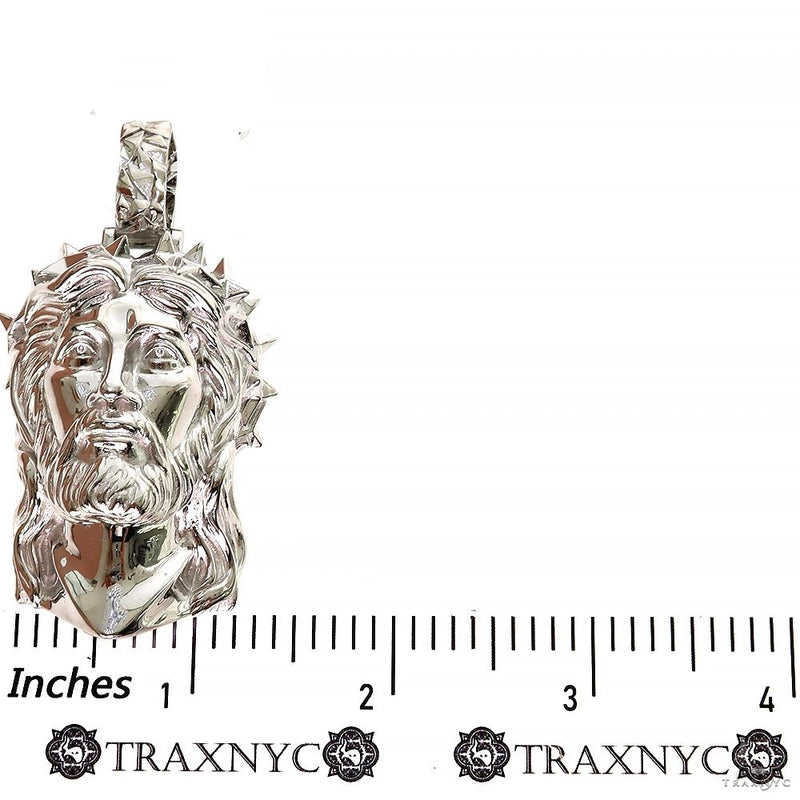 .925 Silver Spikes Crown Jesus Head Pendant Set 69128 - Image 5
