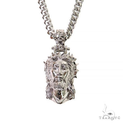 .925 Silver Spikes Crown Jesus Head Pendant Set Mini 69156 - Image 1