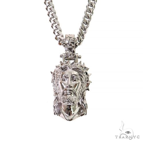 .925 Silver Spikes Crown Jesus Head Pendant Set Mini 69156 - Image 1