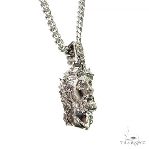 .925 Silver Spikes Crown Jesus Head Pendant Set Mini 69156 - Image 2