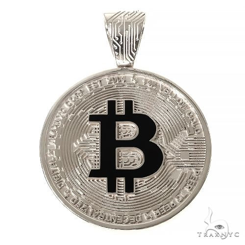 .925 Silver TraxNYC Spinning Bitcoin Pendant 67367 - Image 1