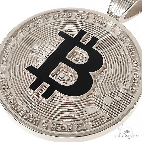 .925 Silver TraxNYC Spinning Bitcoin Pendant With Franco Chain Set 67384 - Image 4
