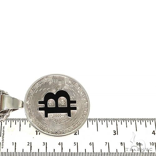 .925 Silver TraxNYC Spinning Bitcoin Pendant With Franco Chain Set 67384 - Image 8