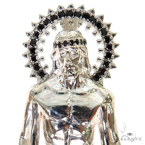 Medium .925 Silver St. Lazarus Black Diamond Pendant 67598 - Image 3