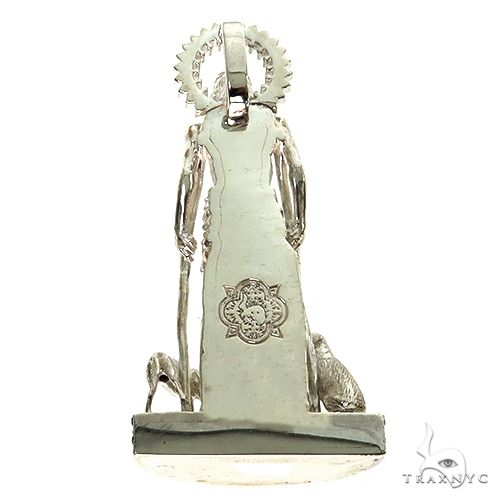 Medium .925 Silver St. Lazarus Black Diamond Pendant 67598 - Image 5